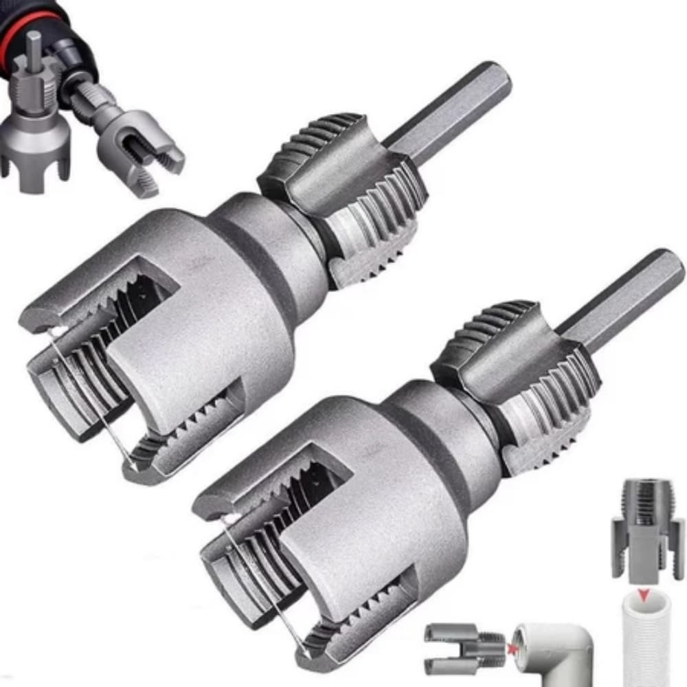 kit 2 Abridores de Roscas Interna e Externa em Tubos de PVC 1/2 3/4 com Encaixe Parafusadeira