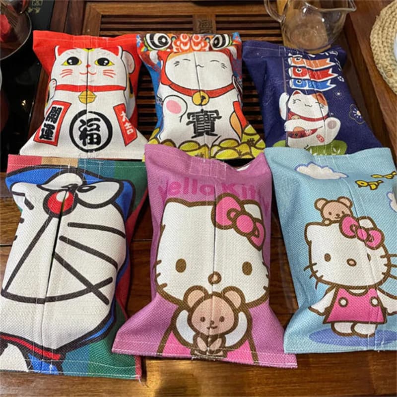 Capa De Toalha De Papel De Tecido Impresso Dos Desenhos Animados Saco De Guardanapo Removível Quarto Sala De Estar Armaz