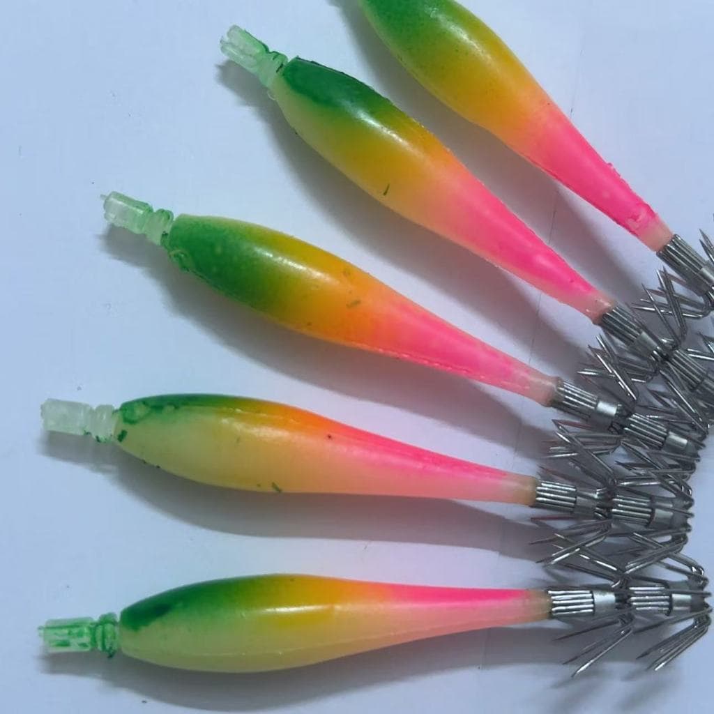 9CM 5 Pçs Lula Gabarito Luminoso Turlute Jigs Isca Artificial Duro Tudo Para Iscas De Pesca Polvo Choco Camarão Equipame