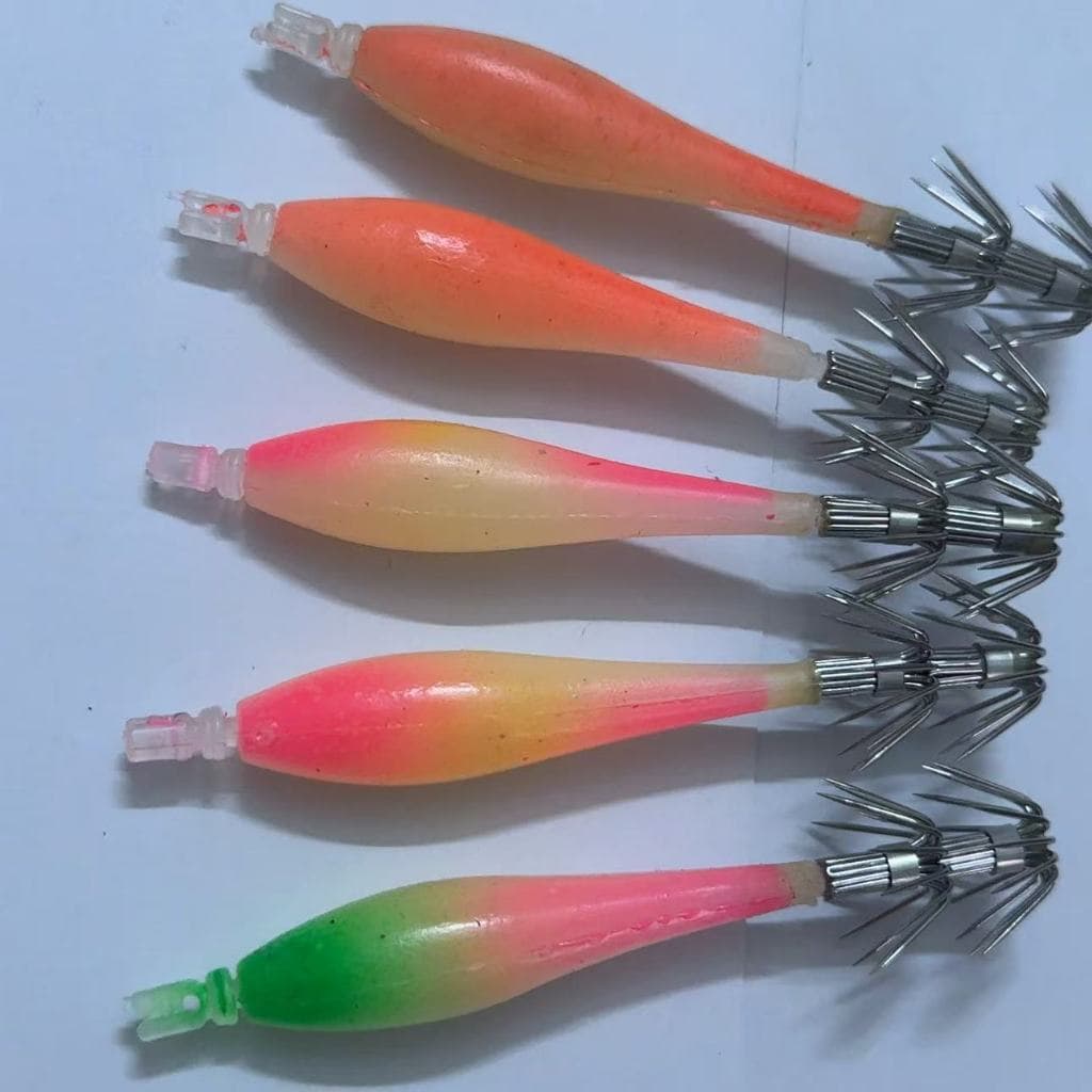 9CM 5 Pçs Lula Gabarito Luminoso Turlute Jigs Isca Artificial Duro Tudo Para Iscas De Pesca Polvo Choco Camarão Equipame