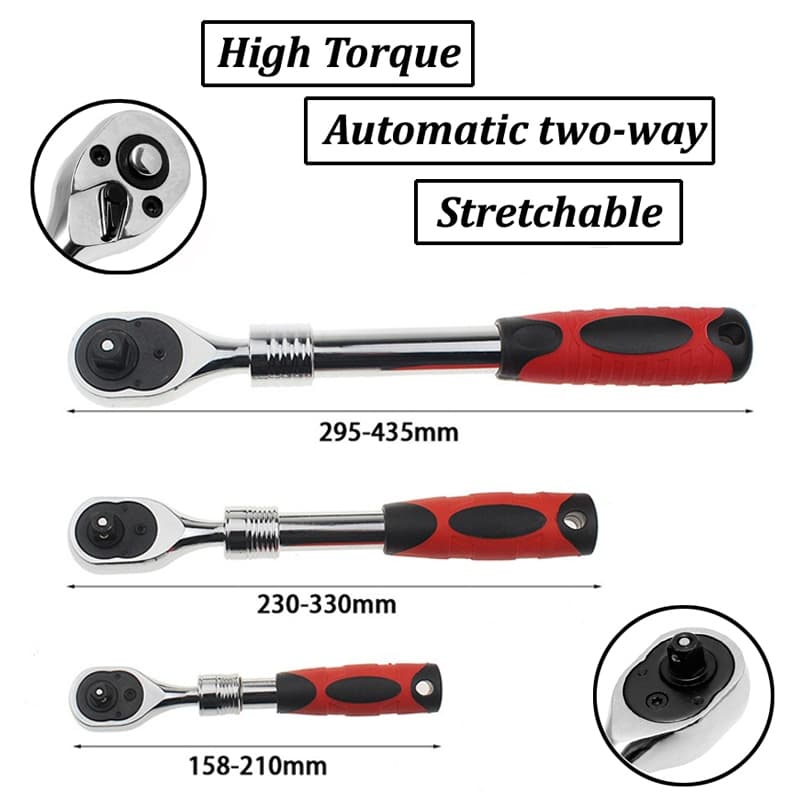 Chave De Catraca Bidirecional Automática De Alto Torque , 1/4 " 3/8 " 1/2', Para Soquete , 72 Dentes , Cr-v , Liberação