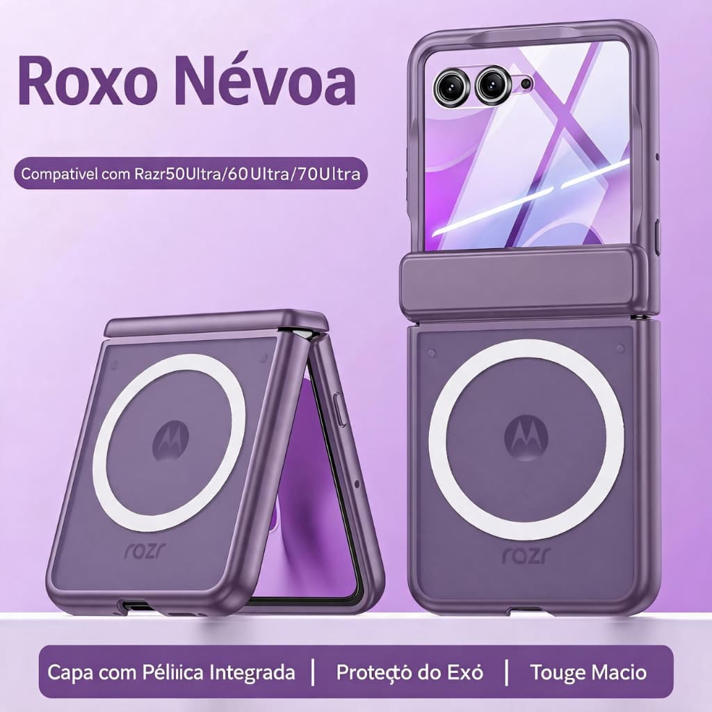 Capinha Magnética Motorola Razr 70 Ultra / 70 / 60 Ultra / 60 / 50 Ultra / 50 Semi Transparente Antichoque