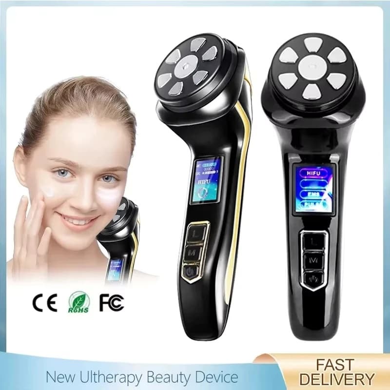Mini HIFU Ultrasonic EMS Micro Corrente Facial Lift Firmador Anti Rugas Cuidados Com A Pele Multifuncional Em