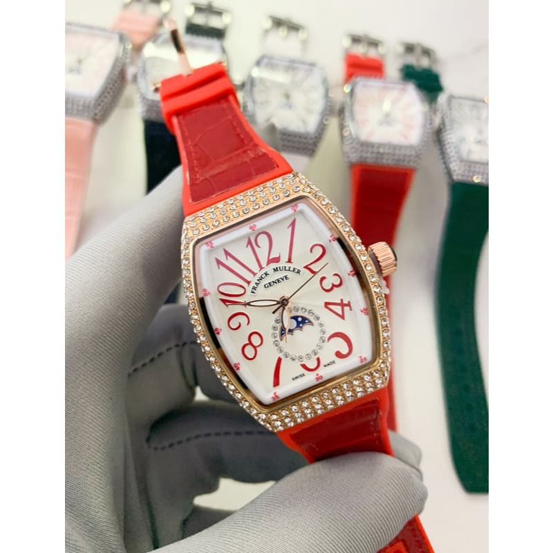 Relógio feminino de três ponteiros relógio de quartzo FRANCK MULLER relógio de pulso de marca superior da moda diamante