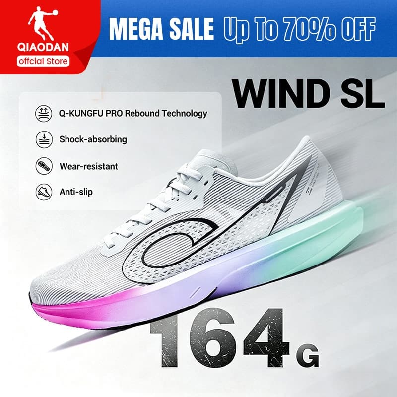Qiaodan WIND SL Tênis De Corrida Feminino Largo FitShock Absorção Respirável ArchSupport QDB022262269 * -