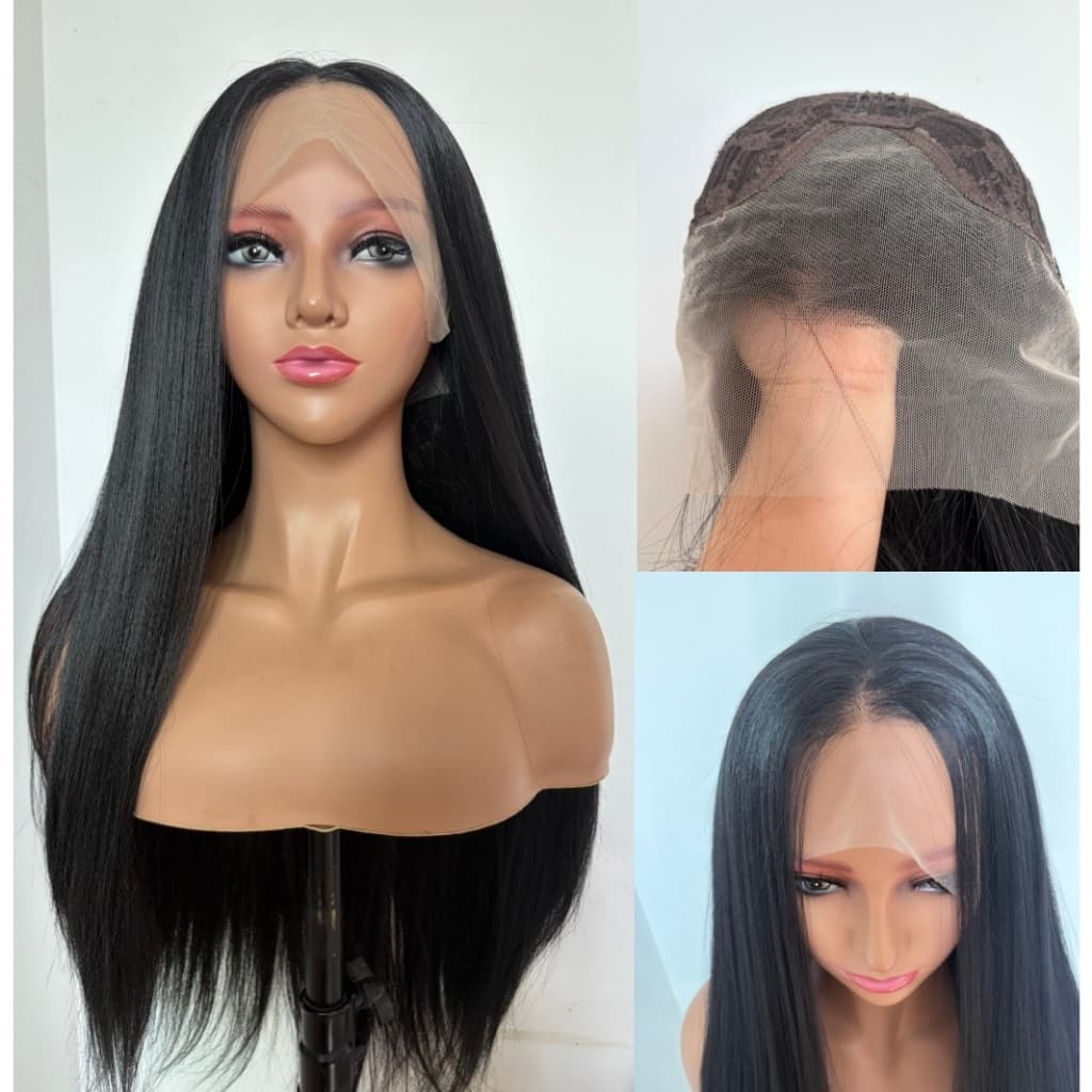 Artigo decorativo Volumoso Micro-Crimido Invisível Laço Cabelo Sintético Peruca Para Mulher 60cm ~ 100cm