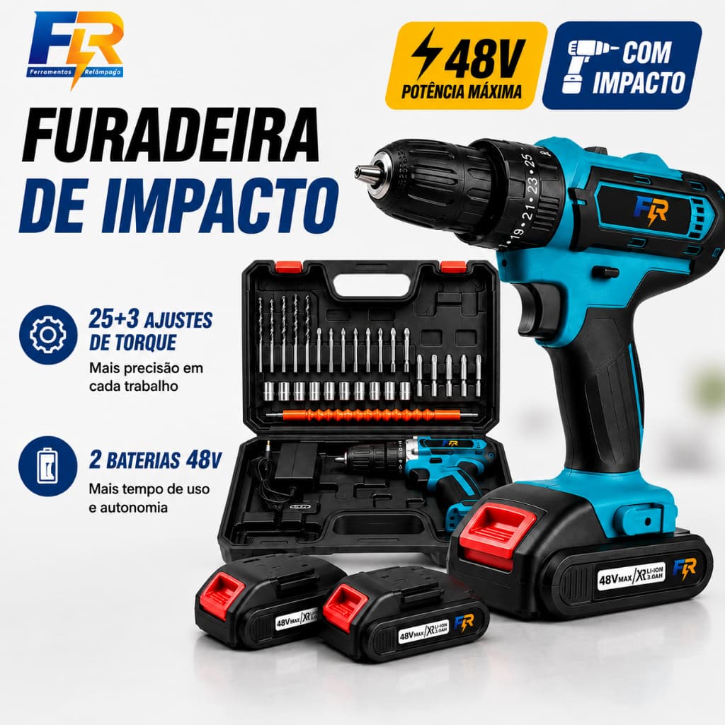 Conjunto de chave de fenda de impacto sem fio 48V Kit completo de 27 peças