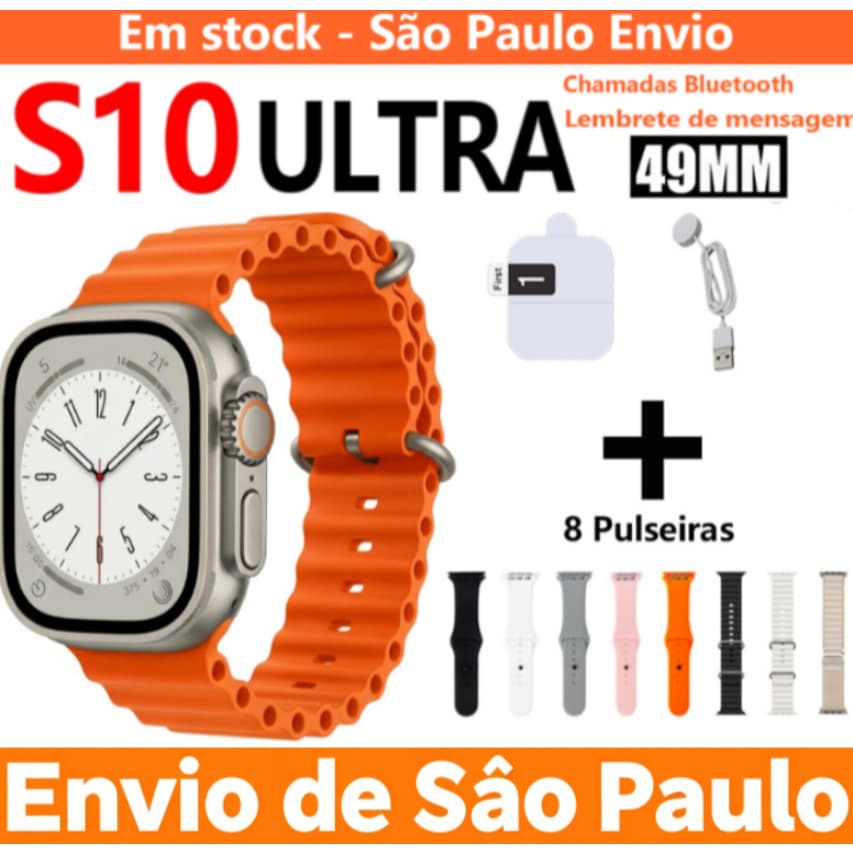 Venda exclusiva de SmartWatch esportivo unissex. Mede pressão arterial, frequência cardíaca e sono【49mm】Android & iOS