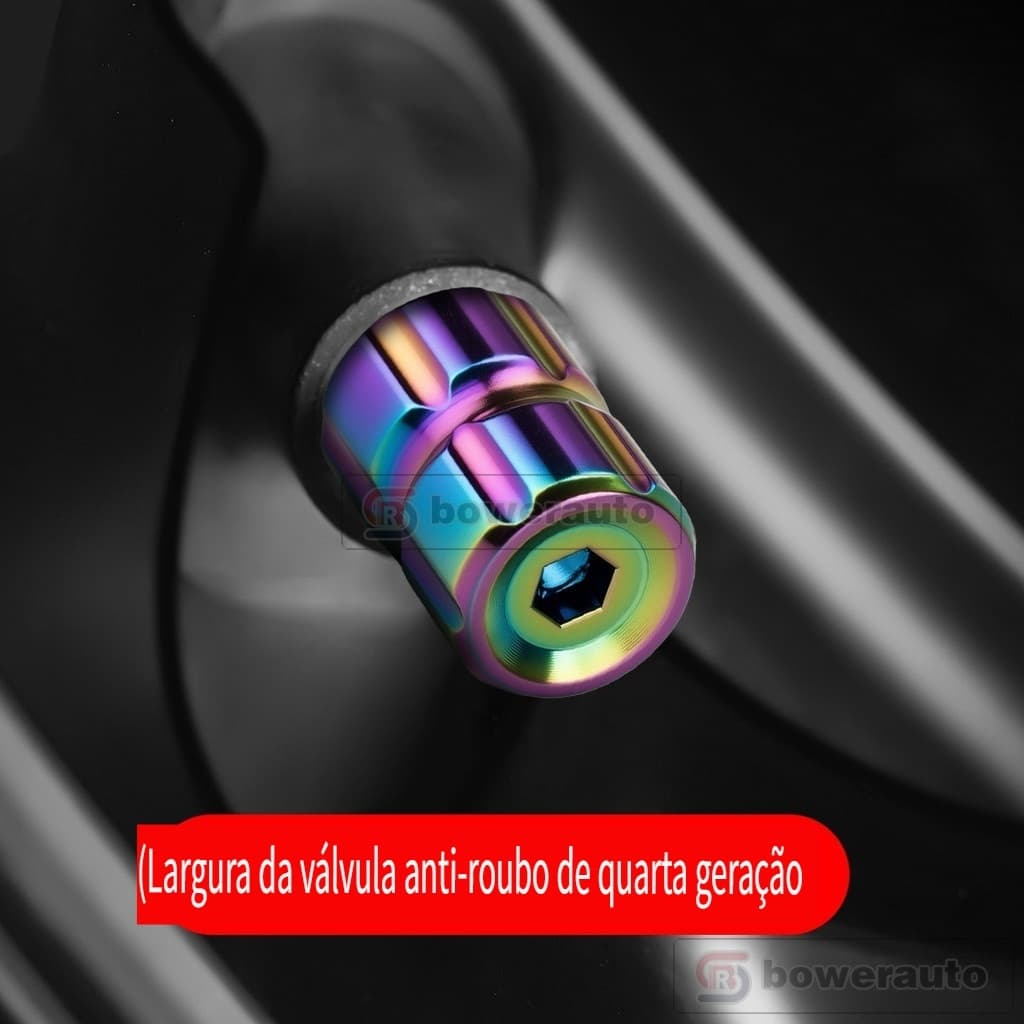 Tampa de válvula antifurto em liga de zinco, universal para carro e moto, decorativa, 4 peças com ferramenta - Nova tamp