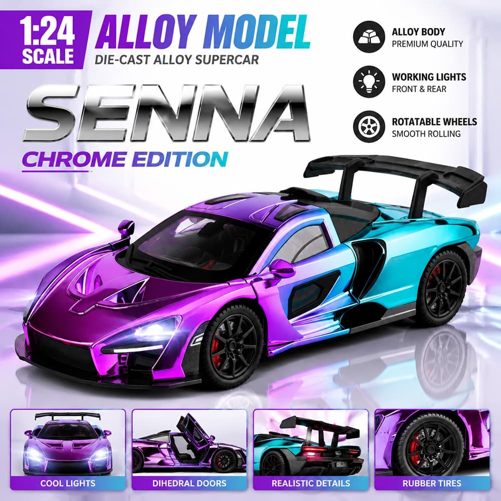 Escala 1 : 24 McLaren Senna Liga Modelo De Carro Diecast Som Luz Amantes Do Coleção Crianças Presente Aniversário Metal