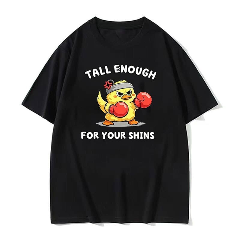 Pato De Boxe Alto O Suficiente Para Suas Caneleiras Camiseta Gráfica Unissex Oversized Casual Streetwear Manga Curta