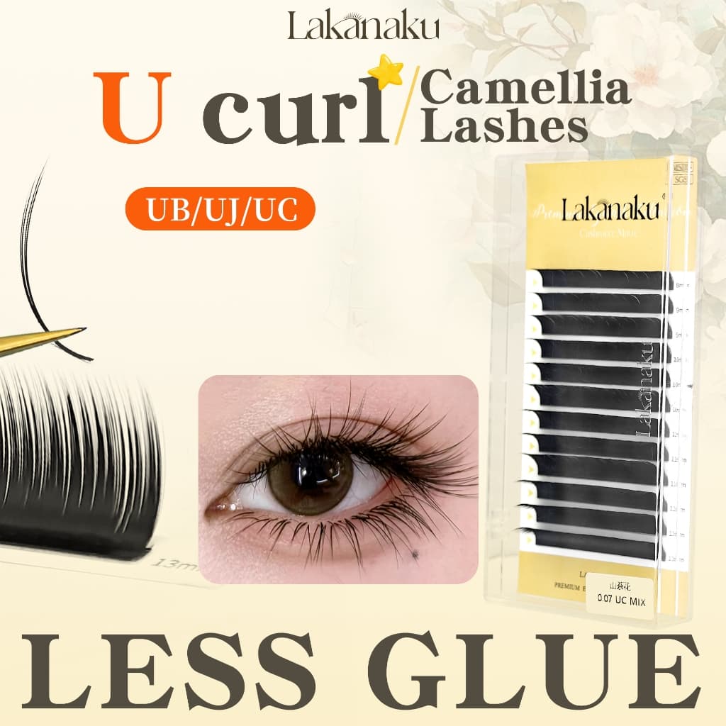 Lakanku Preto Marrom Camélia Lash LJ LB LC UJ UB UC Cachos Extensões De Cílios De Caxemira Macio Fofo Fácil Bandejas De