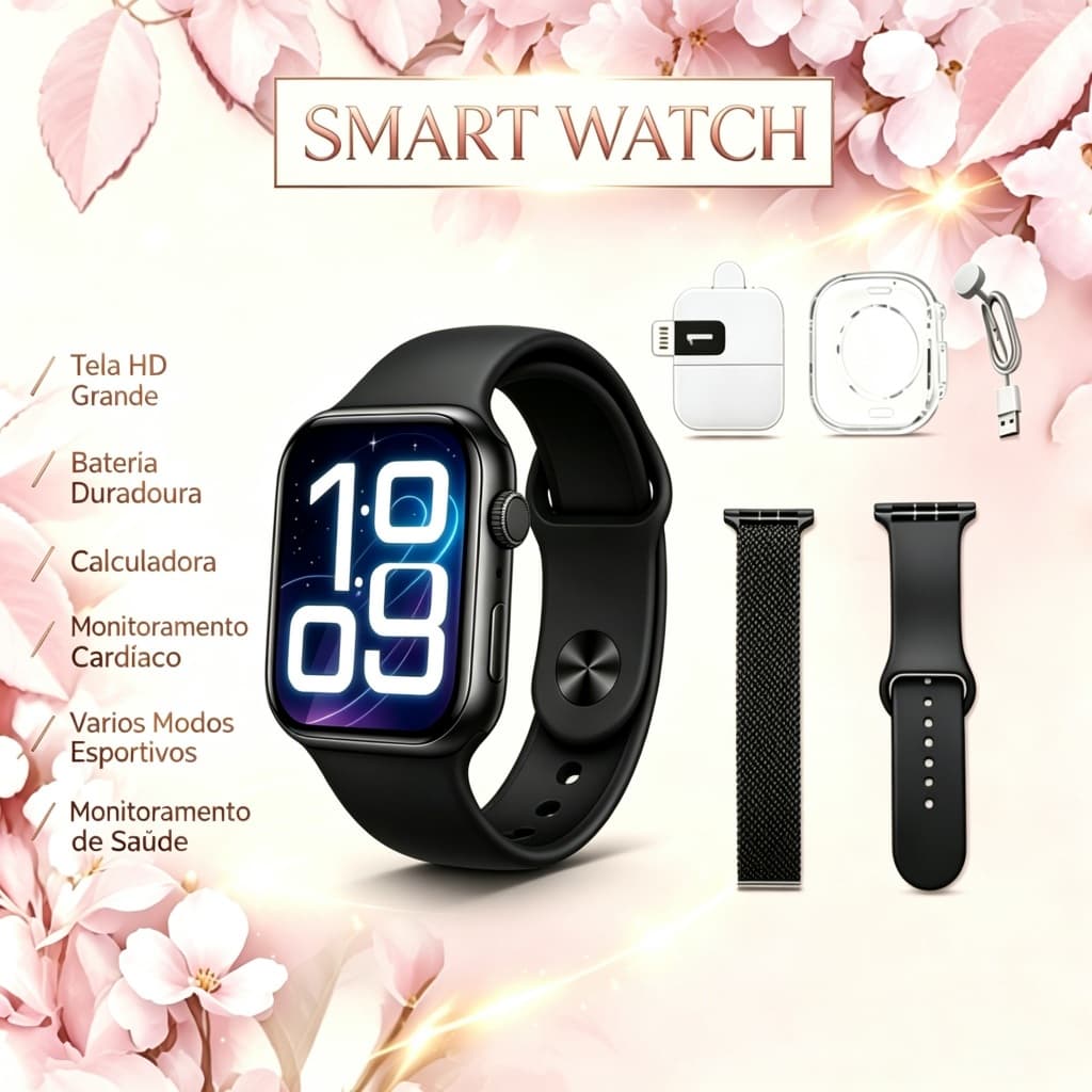 Smartwatch Relógio Inteligente Masculino E Feminino , Receber Notificação Chamadas , Pulseira De Silicone , Compatível C