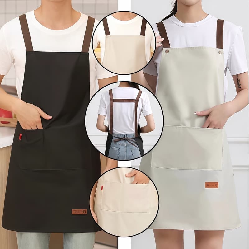 Avental de Cozinha Babador Ajustável - Resistente a Óleo e Água | Bolsos Grandes