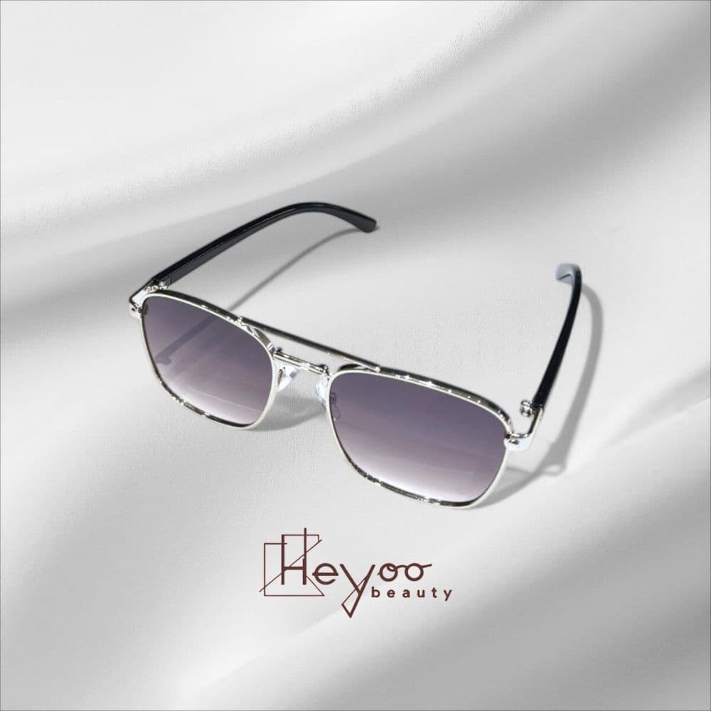 HEYOO Óculos de Sol Aviador Quadrado Metálico Dupla Ponte, Polarizado UV400, Leve e Ideal para Diversos Looks