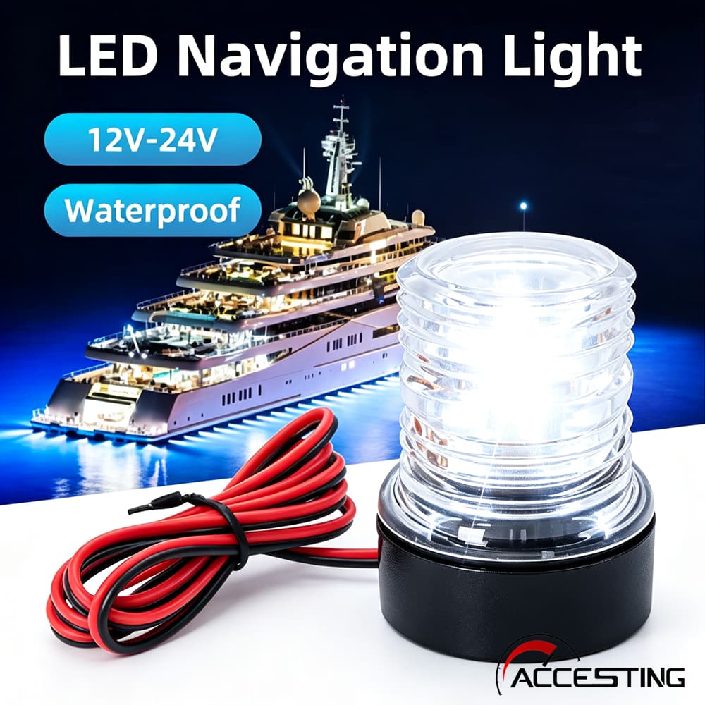 Luz De Navegação À Prova D'água LED 12-24V , Lâmpada De Sinal De Âncora Branca Para Jardim De Barco Iate