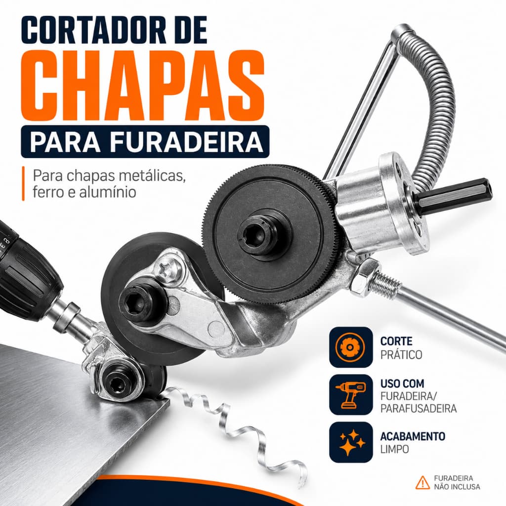 Adaptador De Corte Para Parafusadeira Furadeira Cortar Chapa Calhas Metal Alumínio Conector Com Acessório