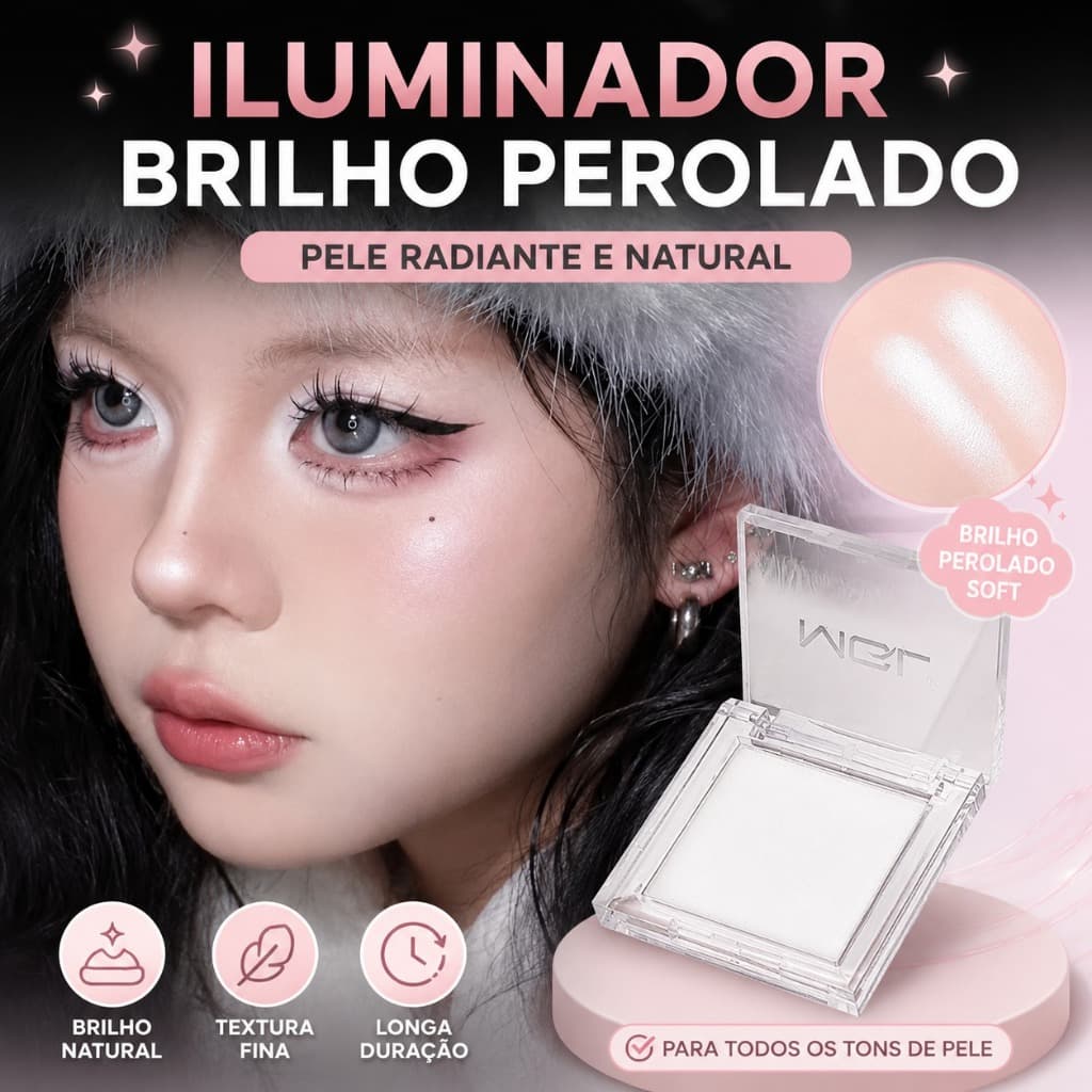 Paleta De Maquiagem Multifuncional Com Destaque Facial Em Pó De Sombra Branca Fosca Única