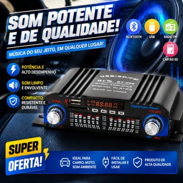 Amplificador 12V Digital WiFi 1600W Rádio FM De Canais Bluetooth 5.0 Karaokê Player