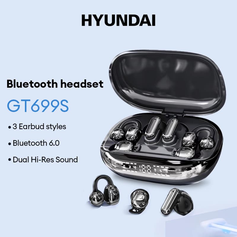 HYUNDAI GT699S Fone De Ouvido Bluetooth 3 Pares De Fones Intra-Auriculares/Abertosono Som Duplo De Alta Resolução Ultra-