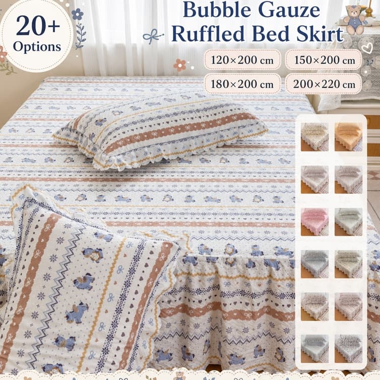 Saia De Cama Cadar Capa De Colchão Com Babados À Prova De Poeira Estilo Cremoso Macio (Francês/) Fronha Floral Estampa D