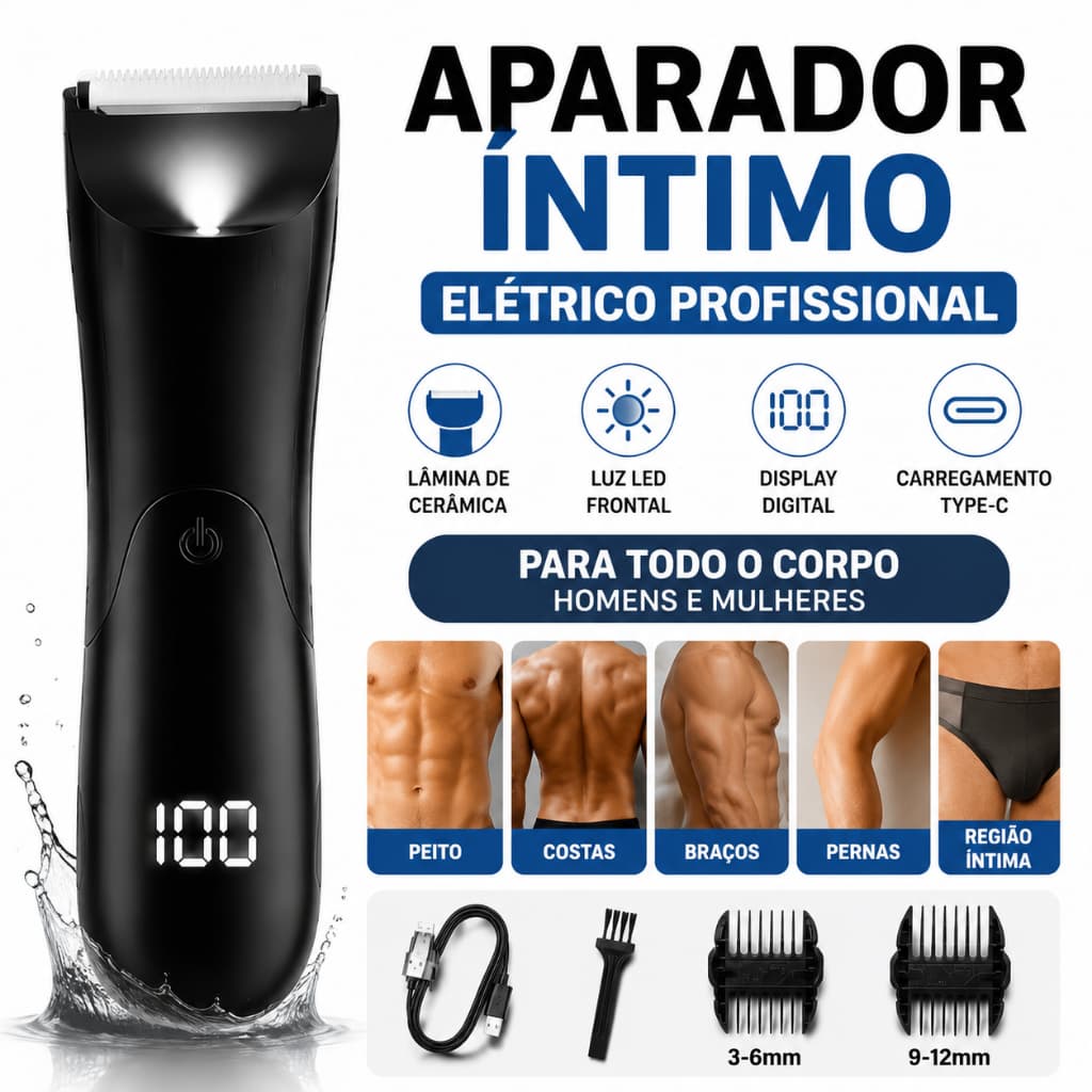 Aparador de Pelos Removedor Elétrico De Pêlos De Partes Íntimas Aparador De Cabelo Para Homens E Mulheres Com luz