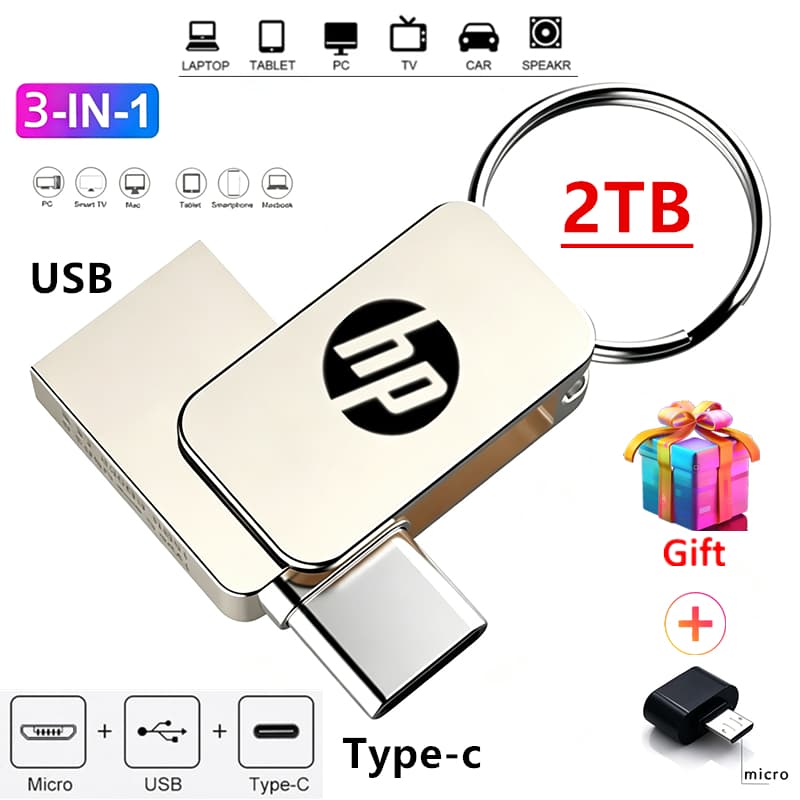2 Tb Mini 128 Gb 64 32 16 Tipo-C Super Duplo USB 2.0 256 Unidade flash 1 512