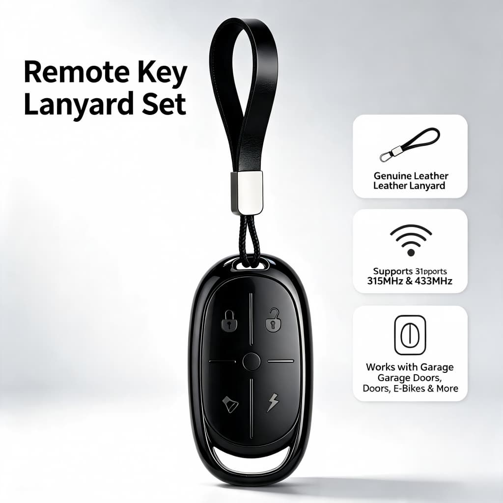 universal 433/315mhz Chave De Controle Remoto Cópia Inteligente Para Garagem De Portão Automático Com Cordão De Couro