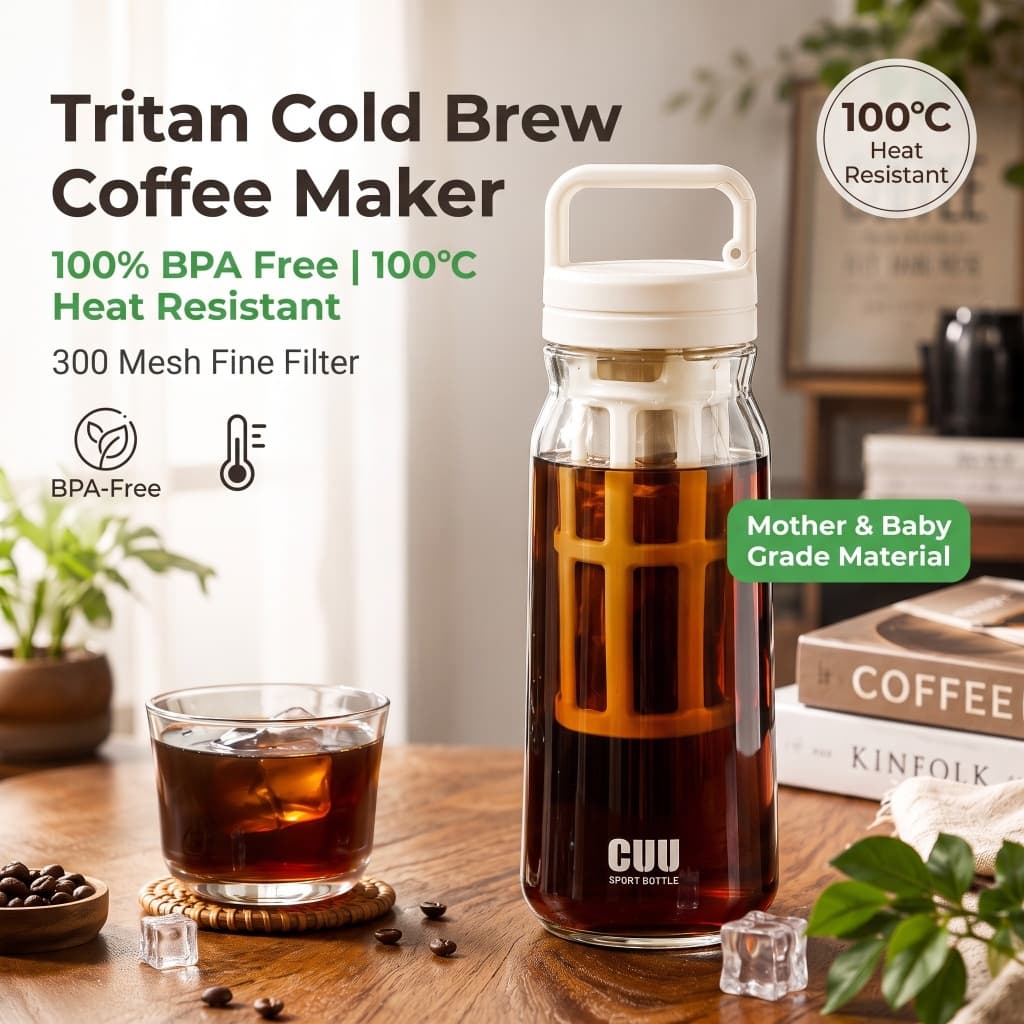 [Yuanyi] Copo Cold Brew Tritan sem BPA resistente ao calor com infusor, garrafa portátil para café e chá de frutas