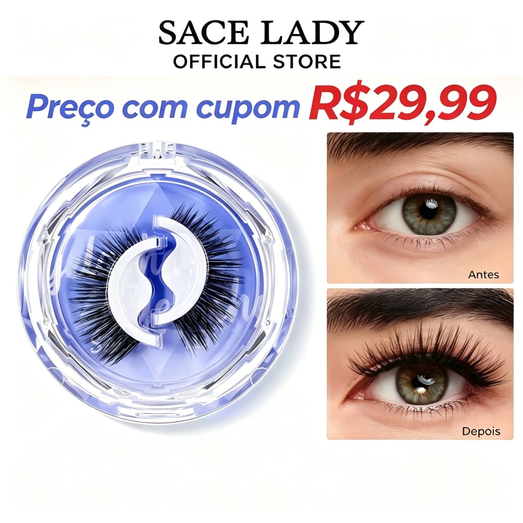 Cílios Postiços SACE LADY Volume Natural Macios Reutilizáveis Fácil Aplicar Maquiagem