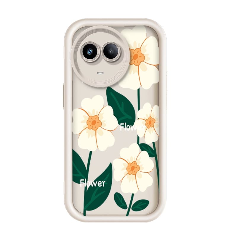 Para Oppo Realme 11 5G/11X C67 5G , Quatro Flores Brancas , Capa De Telefone De silicone Anti-Queda