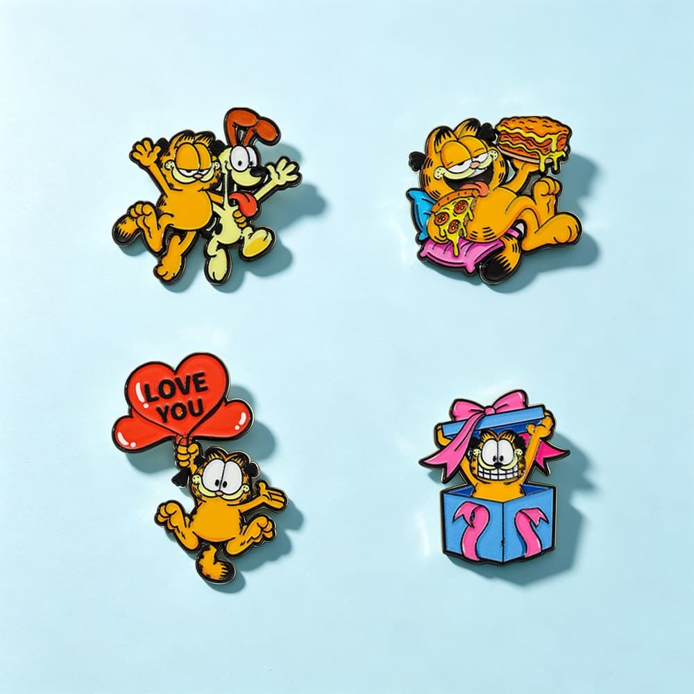 [4pçs] Broches de Liga da Gato Garfield - Decora Roupas e Mochilas