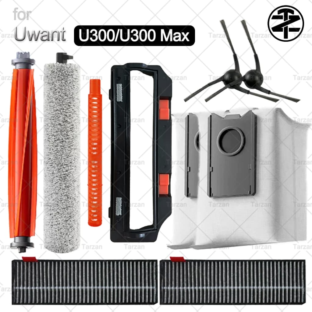 Para Uwant U300/U300 Max Acessórios De Vácuo Molhado E Seco : Escova Principal , Lateral , Filtro HEPA , Pano De Rolo ,