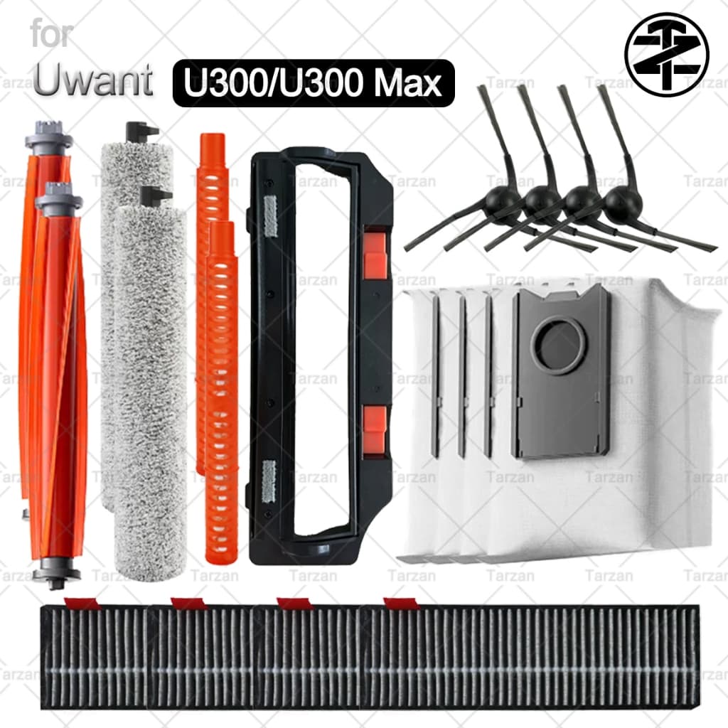 Para Uwant U300/U300 Max Acessórios De Vácuo Molhado E Seco : Escova Principal , Lateral , Filtro HEPA , Pano De Rolo ,