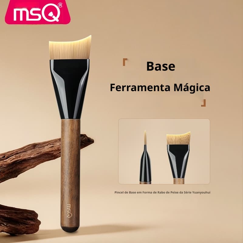 Pincel De Base De Luxo MSQ | Cerdas Sintéticas Adequadas Para A Pele De Alta Densidade , Cabo De Madeira Resistente , Se