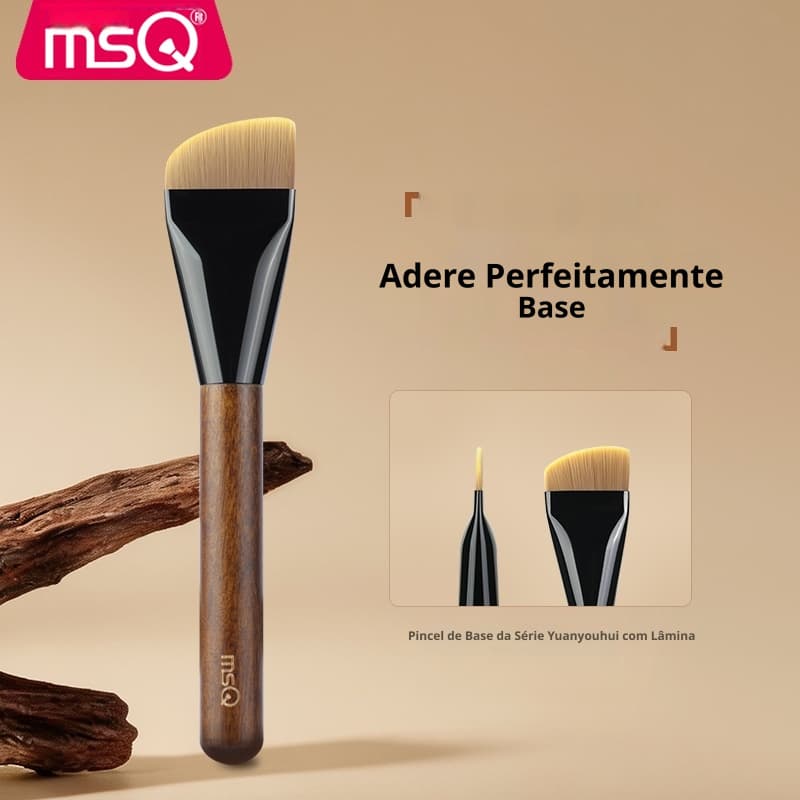 Pincel De Base Chanfrado Com Cabo De Madeira MSQ , Líquida Especial Para Maquiador De Cabeça Chata