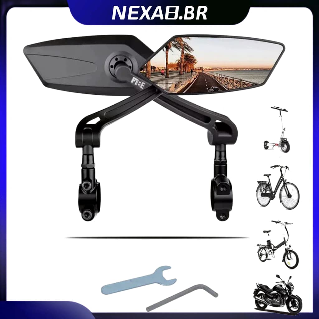 kit 2 Espelho Retrovisor Para Bicicleta Eletrica Bike Motorizada Mtb Guidão - Alta Qualidade