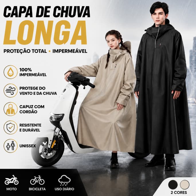 Capa de chuva para carros elétricos, motocicletas a bateria, poncho longo à prova de chuva para homens e mulheres