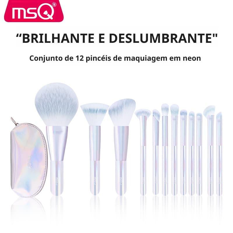 MSQ 12Pcs Conjunto De Pincéis De Maquiagem Profissional Cor neon mini Pincel Portátil Adequado Para Qualquer Ferramenta