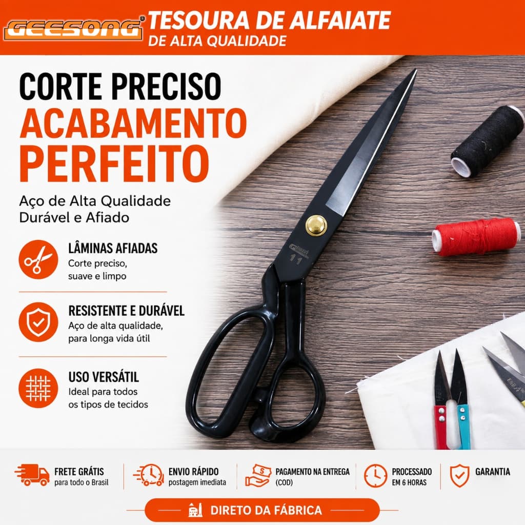 Tesoura de alfaiate Seiko estritamente selecionada, tesoura grande antiferrugem, couro doméstico, aço inoxidável