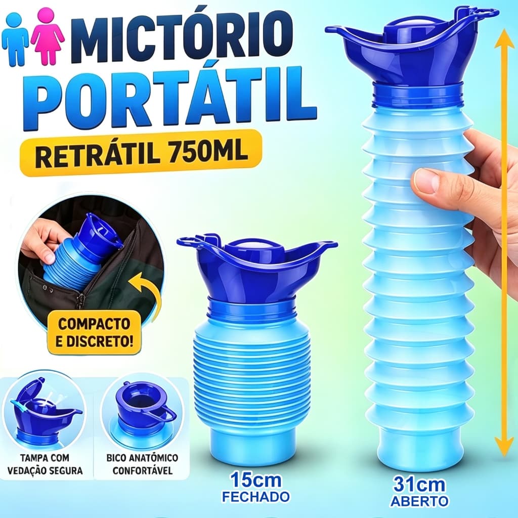 Mictório Portátil Retrátil 750ml Unissex, Urinol emergência--Urinol Dobrável para Viagem,Carro, Camping e Emergências