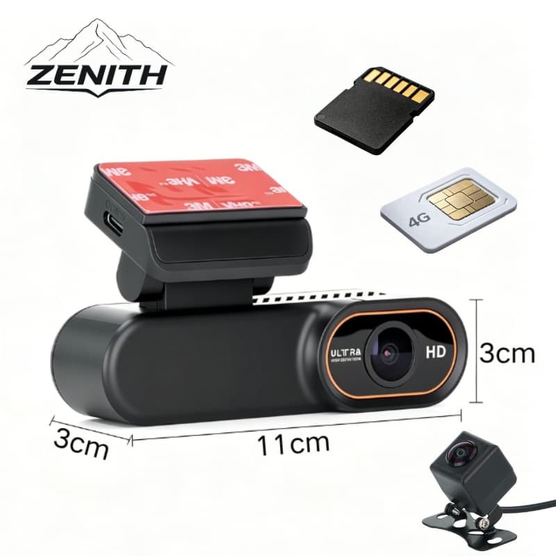 Câmera Veicular Detecção de Movimento Lente Dupla Visão Noturna 4G Dashcam Gravação em Loop À Prova d’Água Ângulo Amplo