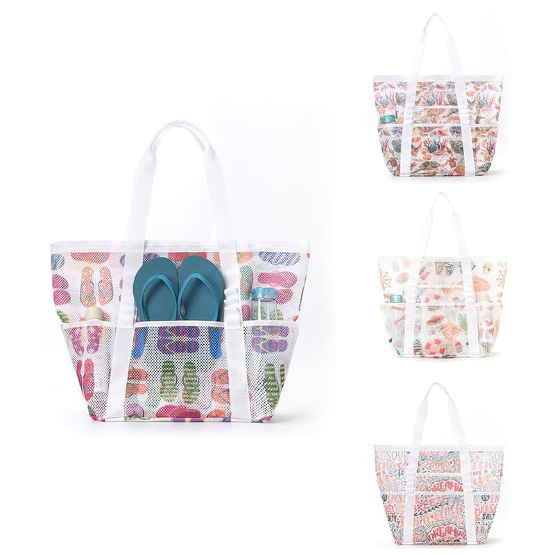 Bolsa de praia de malha de grande capacidade, bolsa de natação multifuncional para viagem, bolsa de praia de um ombro, a
