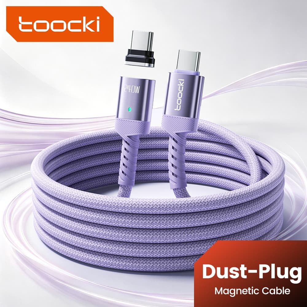 Toocki 240W USB-C Para Cabo De Carregamento Ultrarrápido Tipo Fio Trançado Magnético Com Indicador LED Carregador N52 Ím