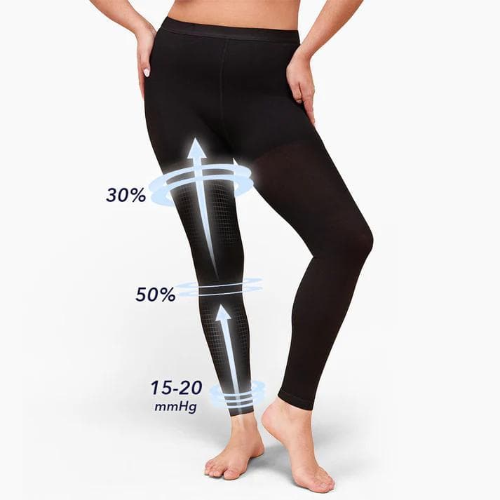 15-20mmHg Meia-Calça De Compressão De Cintura Alta Sem Pés Plus Size S-4XL