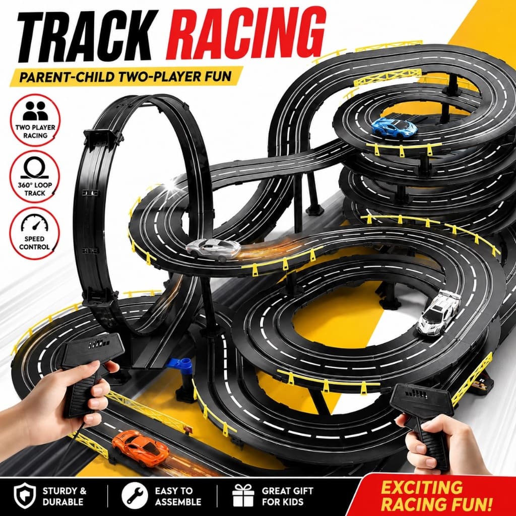 Conjunto De Pista De Corrida De Carro Com Slot Elétrico , Controlador Duplo , Dois Jogadores , Brinquedo , Crianças , Me