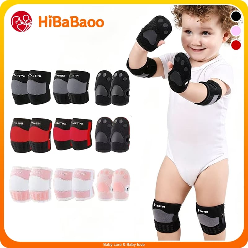 HiBaBaoo Joelheiras Ajustáveis Para Crianças , Respiráveis , Antiderrapantes , Cotoveleiras Pequenas , Protetores De Mão