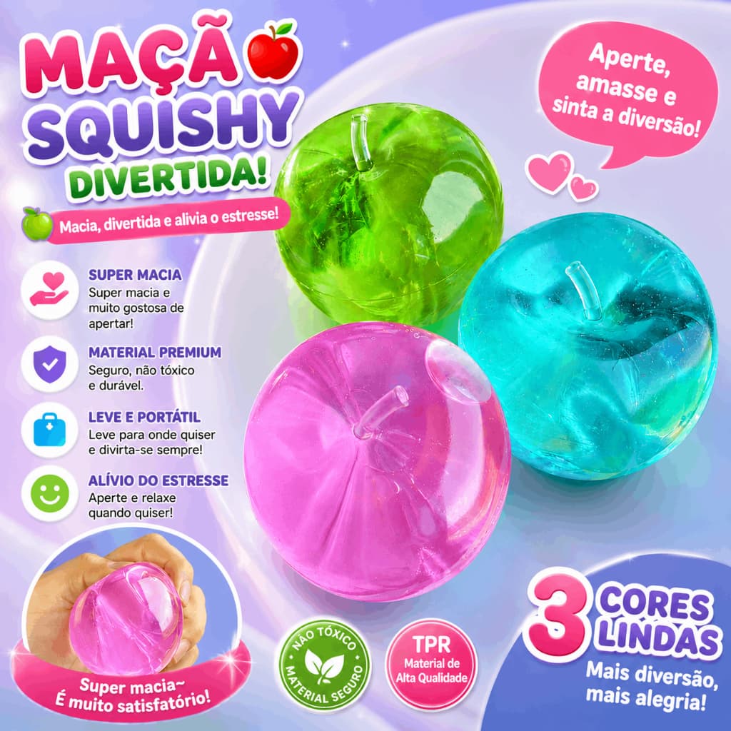 Brinquedo Mole De Maçã Verde Estético Shapeable Maltose Lento Subindo Alívio Do Estresse Fidget