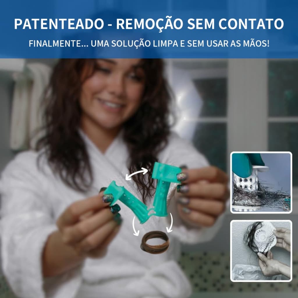 Removedor de Cabelo sem Contato para Banheira | EcoKatch com Design Higiênico | Protege Ralos de Animais