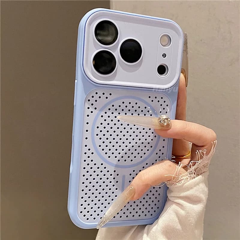 Capa De Telefone De Malha Magnética De Dissipação De Calor Oca Para iPhone 17 16 15 14 13 Pro Max Com Filme De Lente Sen